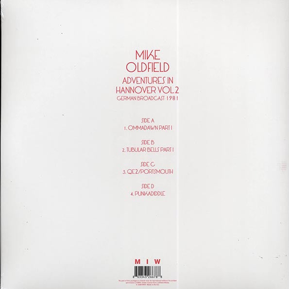Mike Oldfield - Adventures In Hannover Volume 2: German Broadcast 1981 (LP) - PureSound Records