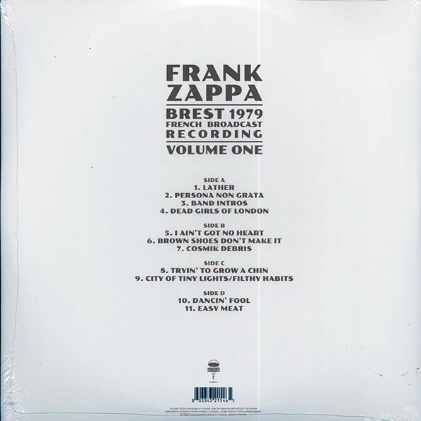 Frank Zappa - Brest 1979 Volume 1: French Broadcast Recording (LP) - PureSound Records