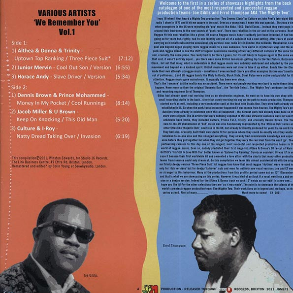 Althea & Donna, Horace Andy, Jacob Miller, Culture, Etc. - We Remember You Volume 1: The Mighty Two Joe Gibbs & Errol Thompson (LP) - PureSound Records