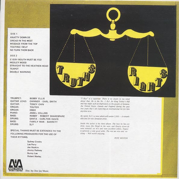 I Roy - Truths & Rights (LP) - PureSound Records
