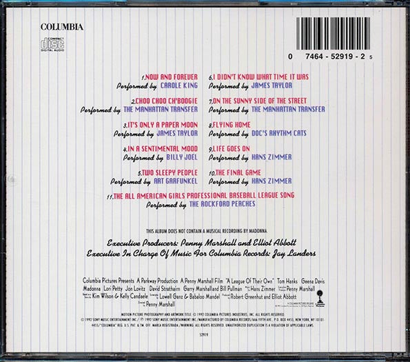 Carole King, Billy Joel, James Taylor, Etc. - A League Of Their Own: Music From The Motion Picture (CD)