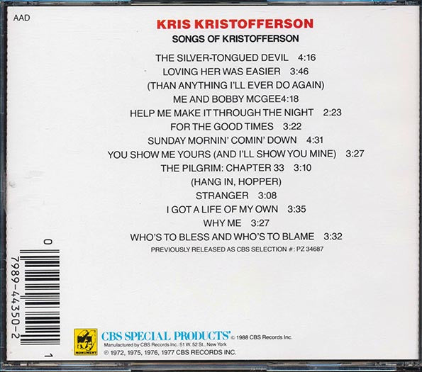 Kris Kristofferson - Songs Of Kristofferson (CD)