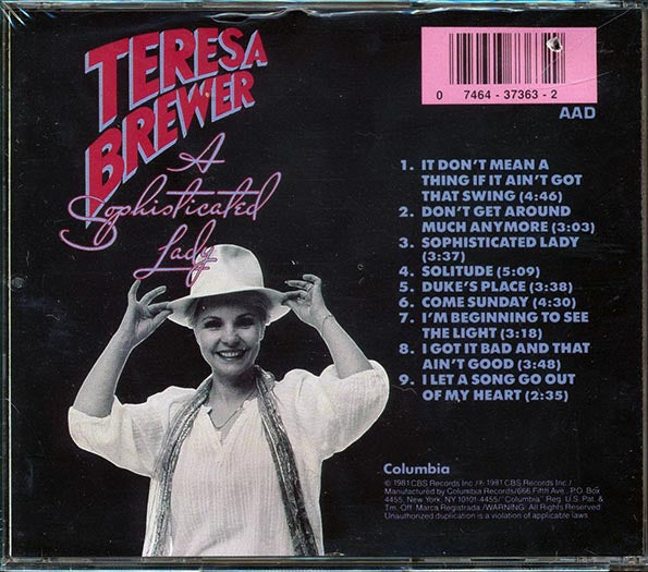Teresa Brewer, Shelly Manne & His Men - A Sophisticated Lady (CD)
