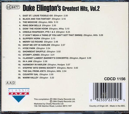 Duke Ellington - Duke Ellington's Greatest Hits Volume 2 (CD)