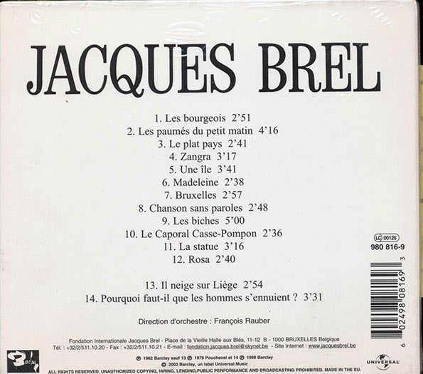 Jacques Brel - Les Bourgeois (CD)