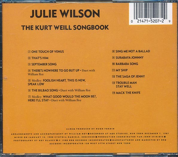 Julie Wilson - Sings The Kurt Weill Songbook (CD)