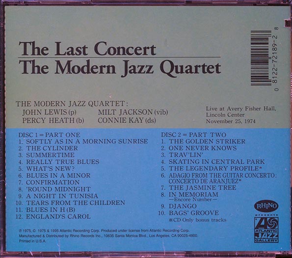 Modern Jazz Quartet - The Last Concert (2xCD) (CD)