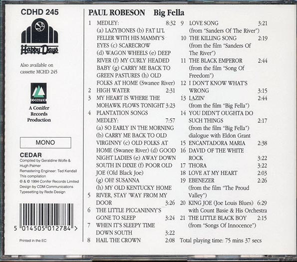 Paul Robeson - Big Fella (CD)