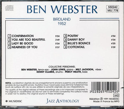 Ben Webster - Birdland 1952 (CD)