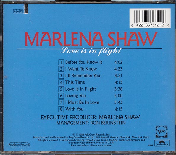 Marlena Shaw  - Love Is In Flight (CD)