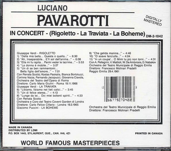 Luciano Pavarotti - In Concert: Rigoletto La Traviata La Boheme (CD)