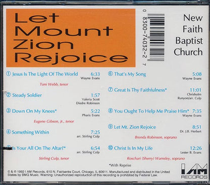 The New Faith Baptist Church Adult Choir  - Let Mount Zion Rejoice (CD)