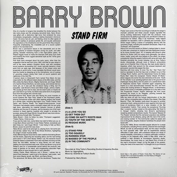 Barry Brown - Stand Firm (LP) - PureSound Records