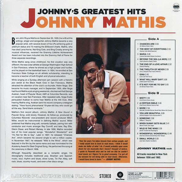 Johnny Mathis - Johnny's Greatest Hits (ltd. ed.) (LP) - PureSound Records