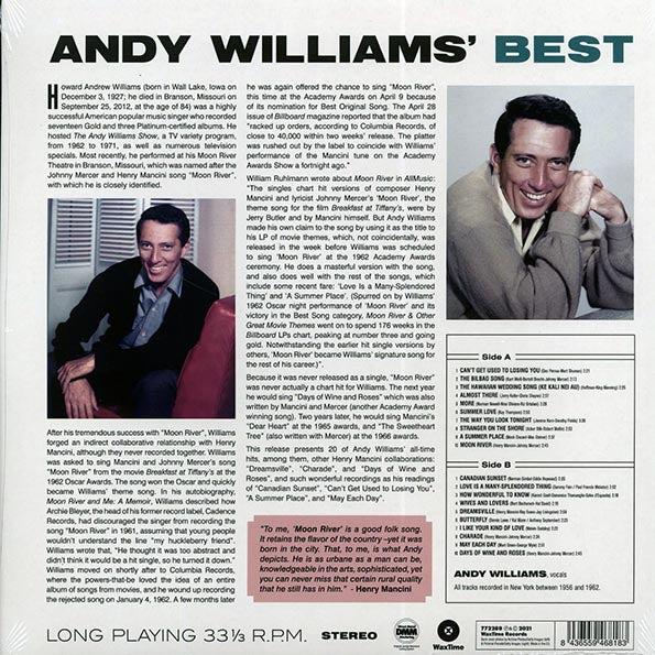 Andy Williams - Andy's Best (ltd. ed.) (LP) - PureSound Records