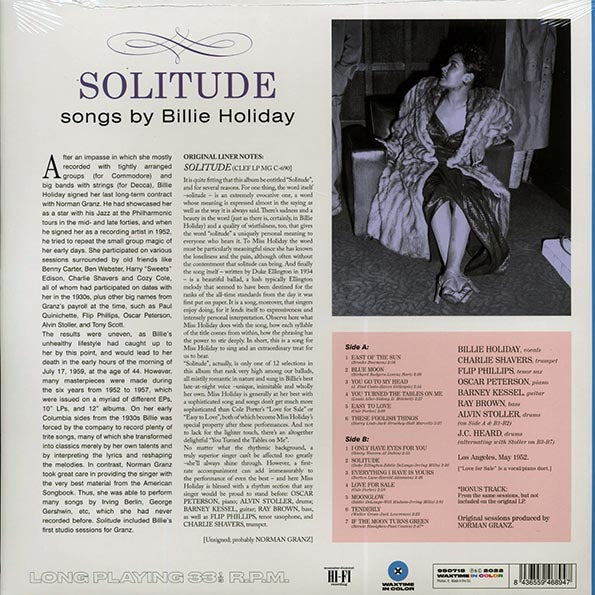 Billie Holiday - Solitude (+bonus track) (ltd. ed.) (180g) (LP) - PureSound Records