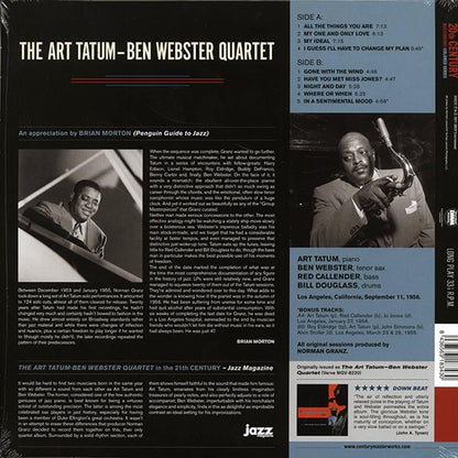 Art Tatum-Ben Webster Quartet - Art Tatum-Ben Webster Quartet (+2 bonus tracks) (ltd. ed.) (180g) (LP) - PureSound Records