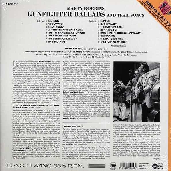 Marty Robbins - Gunfighter Ballads And Trail Songs (+4 bonus tracks) (ltd. ed.) (180g) (LP) - PureSound Records
