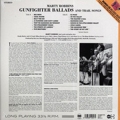 Marty Robbins - Gunfighter Ballads And Trail Songs (+4 bonus tracks) (ltd. ed.) (180g) (LP) - PureSound Records