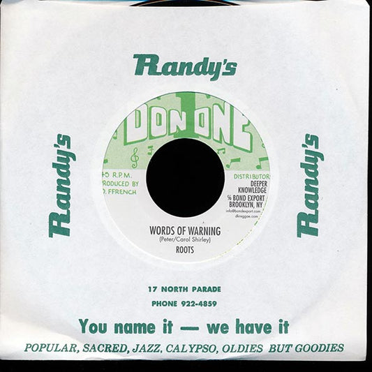 Roots - Words Of Warning  /  Kindred Band - Word Of Dub (7")
