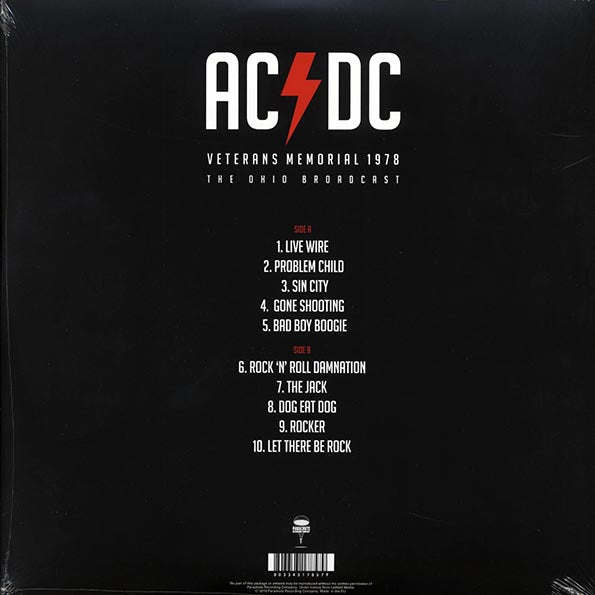 AC/DC - Veterans Memorial 1978: The Ohio Broadcast (ltd. ed.) (LP) - PureSound Records