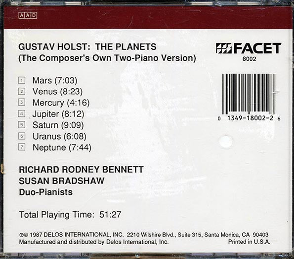 Gustav Holst, Richard Rodney Bennett, Susan Bradshaw - Gustav Holst The Planets; The Composer's Own Two Piano Version (CD)