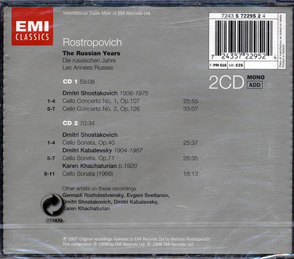 Rostropovich, Shostakovich, Kabalevsky - Shostakovich: Cello Concertos 1 & 2; Cello Sonata, Kabalevsky: Cello Sonata (CD)
