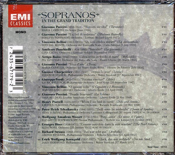 Giacomo Puccini, Vincenzo Bellini, Amilcare Ponchielli, Etc. - Sopranos In The Grand Tradition (CD)