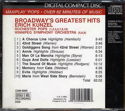 Erich Kunzel, Rochester Pops, Winnipeg Symphony Orchestra - Broadway's Greatest Hits (CD)