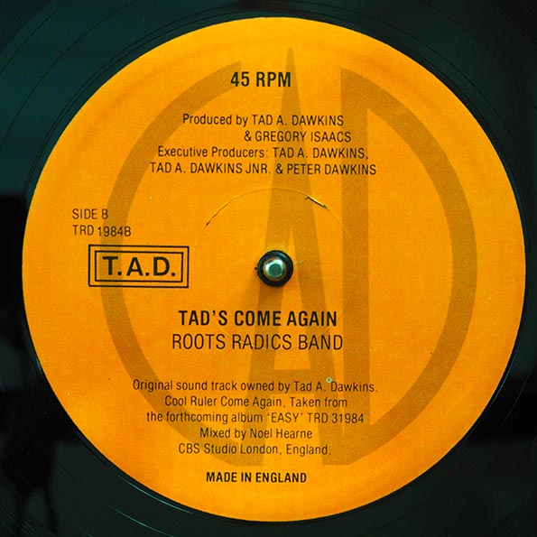 Gregory Isaacs - Cool Ruler Come Again (Extended Mix)  /  Roots Radics - Tad's Come Again (12")