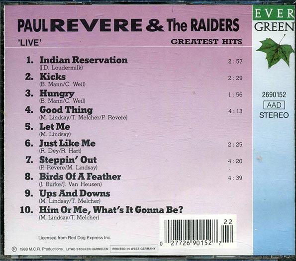 Paul Revere & The Raiders - Greatest Hits: Live (CD)