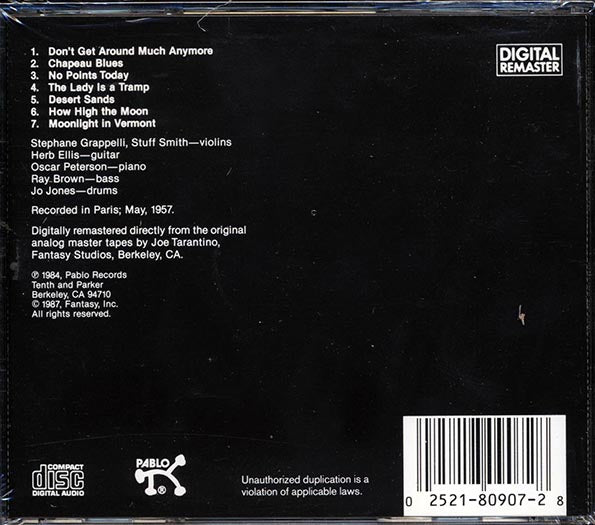 Stephane Grappelli, Stuff Smith - Violins No End (CD)