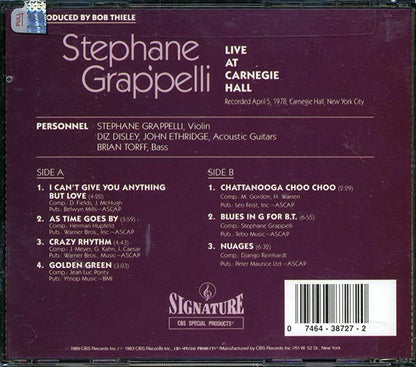 Stephane Grappelli - Live At Carnegie Hall (CD)