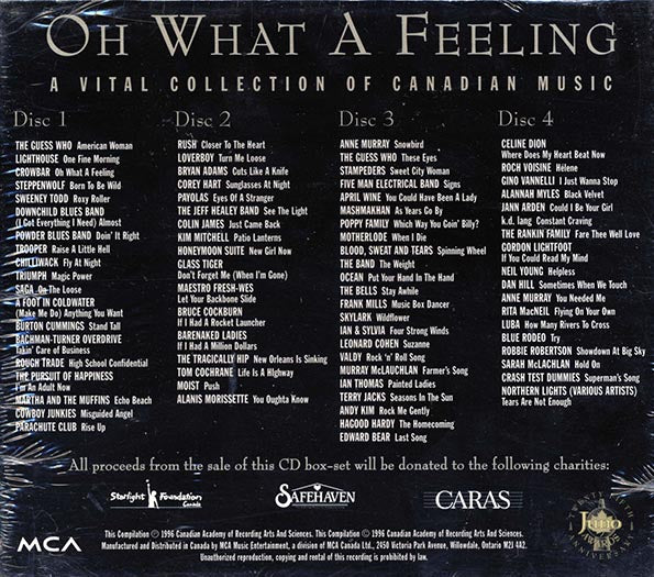 The Guess Who, Steppenwolf, Bachman Turner Overdrive, Rush, Loverboy, Etc. - Oh What A Feeling: A Vital Collection Of Canadian Music (79 tracks) (4xCD) (CD)