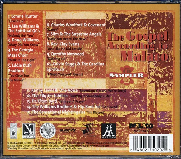 Lonnie Hunter, Douglas Williams, Georgia Mass Choir, Etc. - The Gospel According To Malaco: CD Sampler 03 (CD)