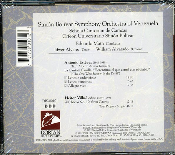 Simon Bolivar Symphony Orchestra Of Venezuela, Eduardo Mata - Estevez: La Cantata Criollo / Villa-Lobos: Choros No. 10 (CD)