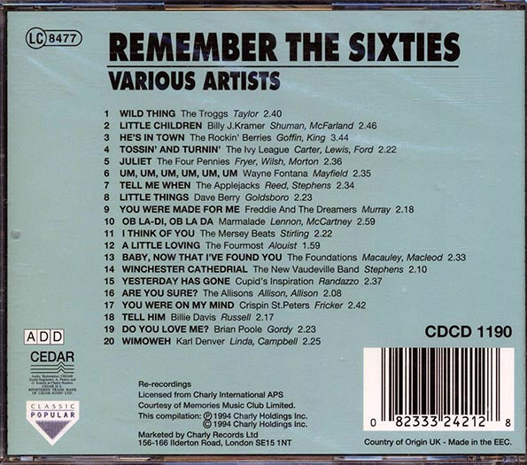 The Troggs, Billy J Kramer, The Four Pennies, Marmalade, Etc. - Remember The Sixties (CD)