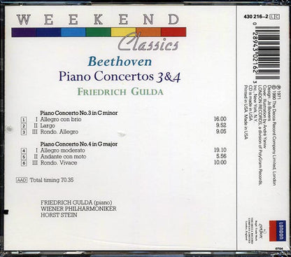 Beethoven, Friedrich Gulda - Piano Concertos 3 & 4 (CD)