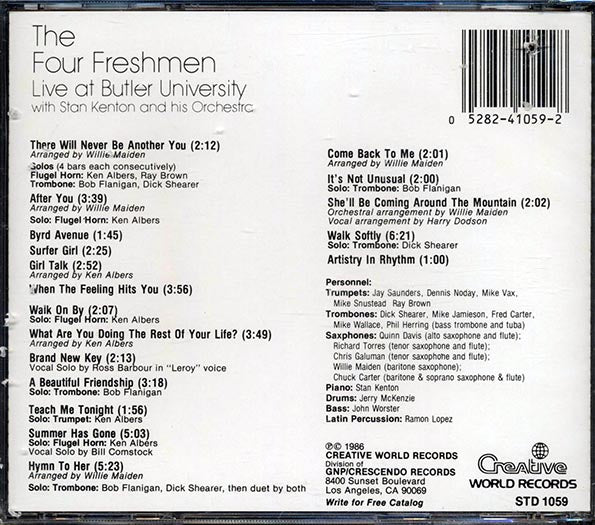 The Four Freshmen, Stan Kenton & His Orchestra - Live At Butler University (CD)