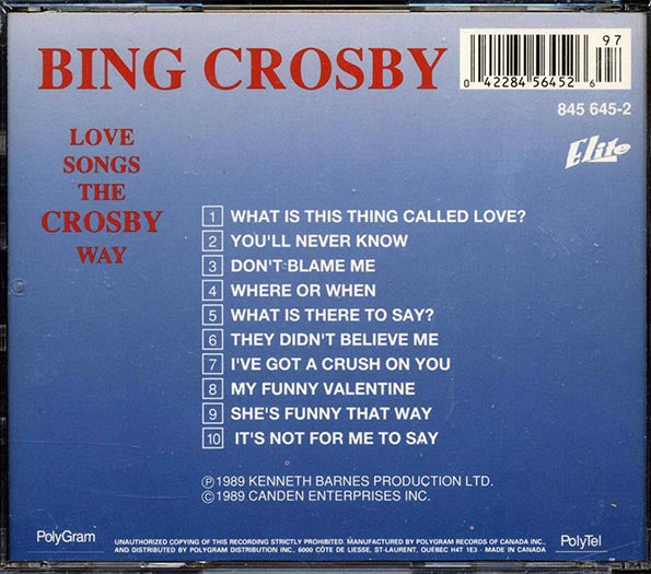 Bing Crosby - Love Songs The Crosby Way (CD)