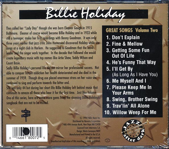 Billie Holiday - Jazz After Dark: Great Songs Volume 2 (CD)