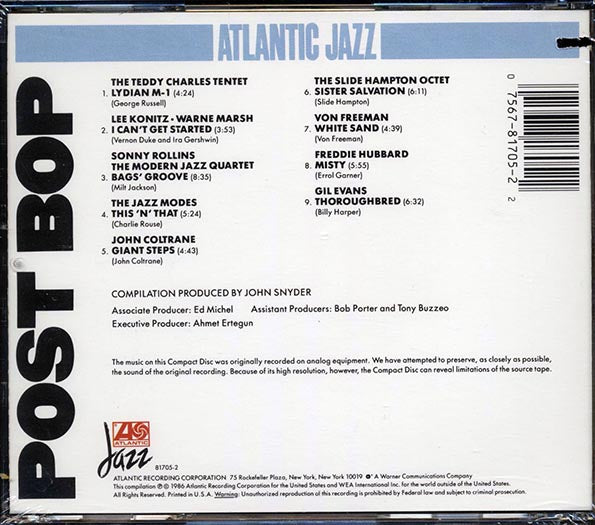 Lee Konitz, John Coltrane, Gil Evans, Etc. - Atlantic Jazz: Post Bop (CD)