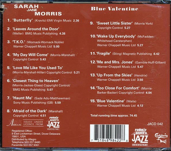 Sarah Jane Morris - Blue Valentine (CD)