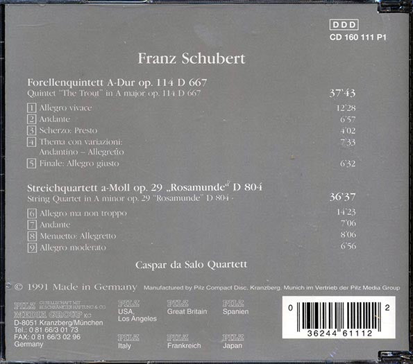 Franz Schubert, Caspar Da Salo Quartett - Forellenquintett (CD)