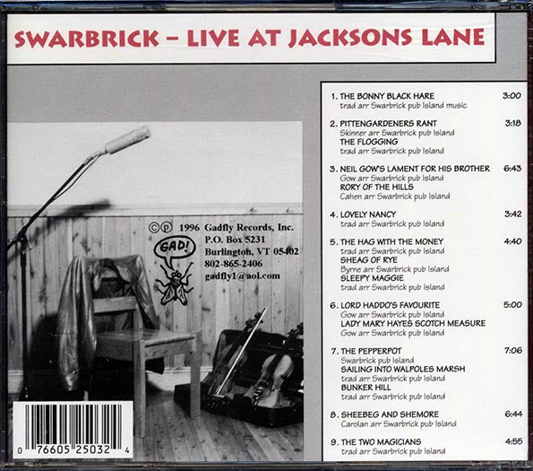Swarbrick - Live At Jacksons Lane (CD)