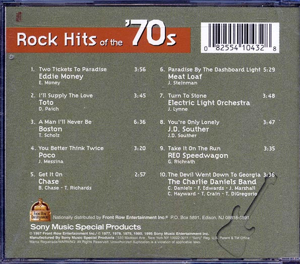 The Charlie Daniels Band, Toto, Eddie Money, Boston, Electric Light Orchestra, Etc. - Rock Hits Of The '70s (CD)