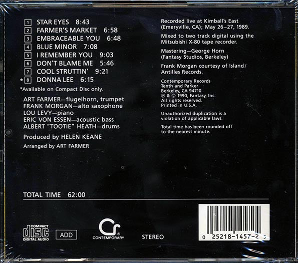 Art Farmer, Frank Morgan, Lou Levy, Eric Von Essen, Albert Heath - Central Avenue Reunion (CD)