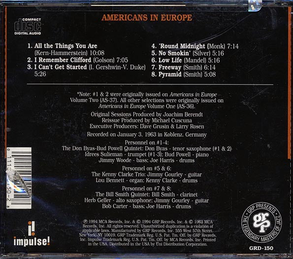 Kenny Clarke, Lou Bennett, Bud Powell, Don Byas, Etc. - Americans In Europe (CD)
