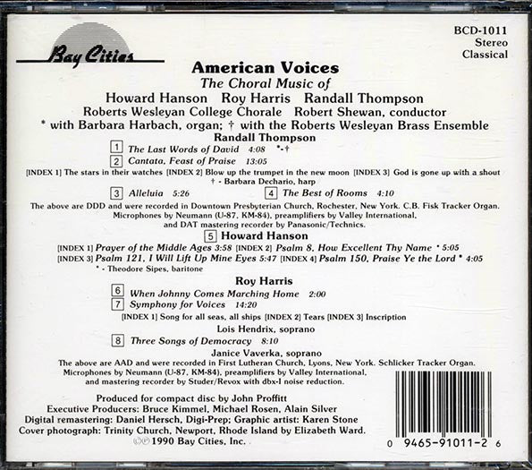 Howard Hanson, Roy Harris, Randall Thompson - American Voices: The Choral Music (CD)