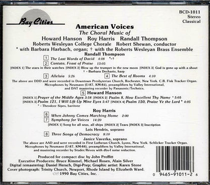 Howard Hanson, Roy Harris, Randall Thompson - American Voices: The Choral Music (CD)
